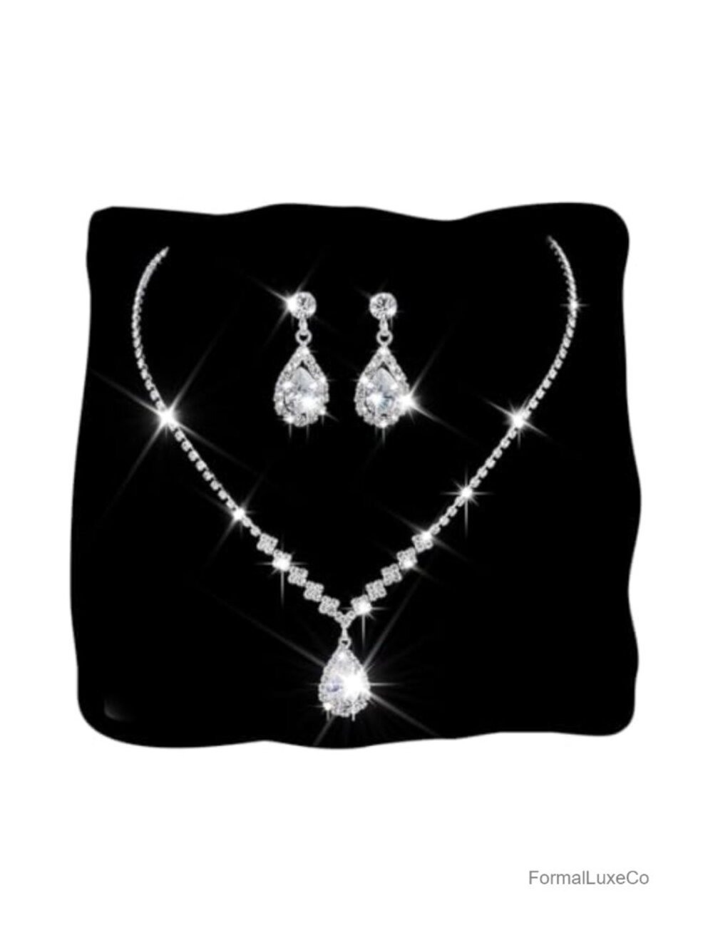 Bridal Rhinestone Jewelry Set Necklace Earrings for Wedding Prom Women